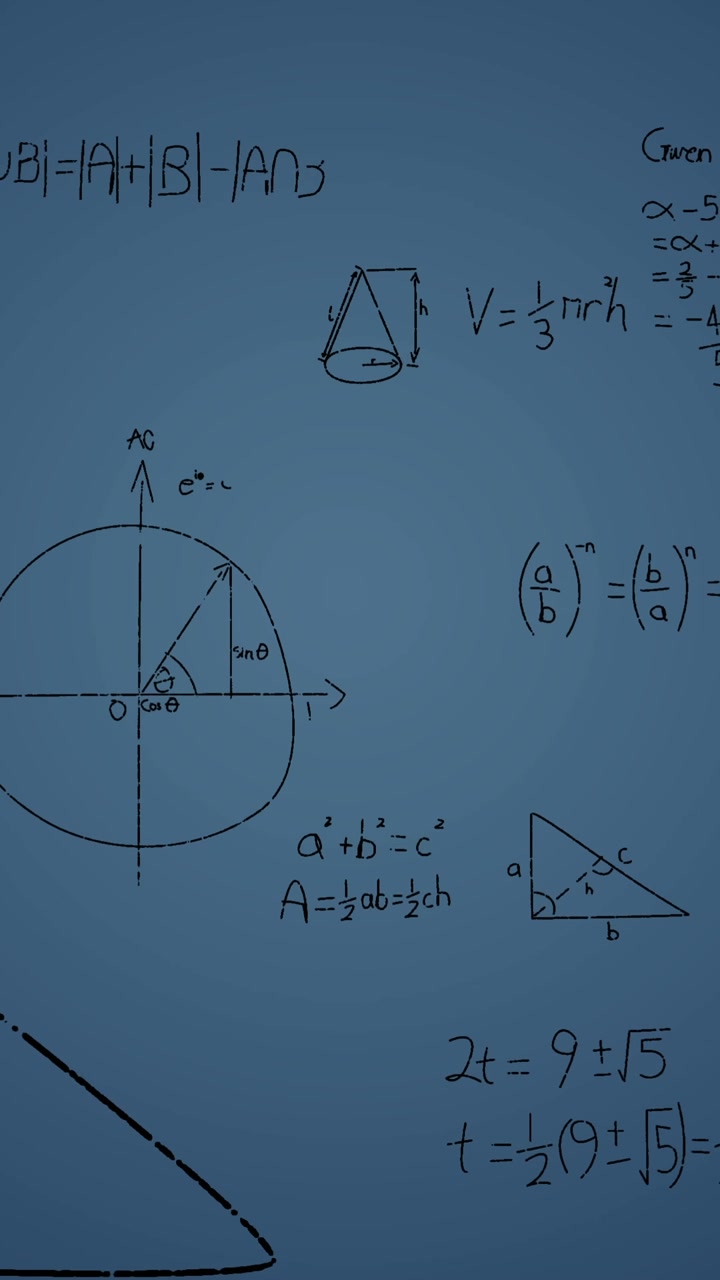 Animazione di equazioni matematiche su sfondo bianco