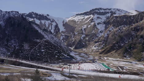 ski resort from afar, view of the mountains surrounding