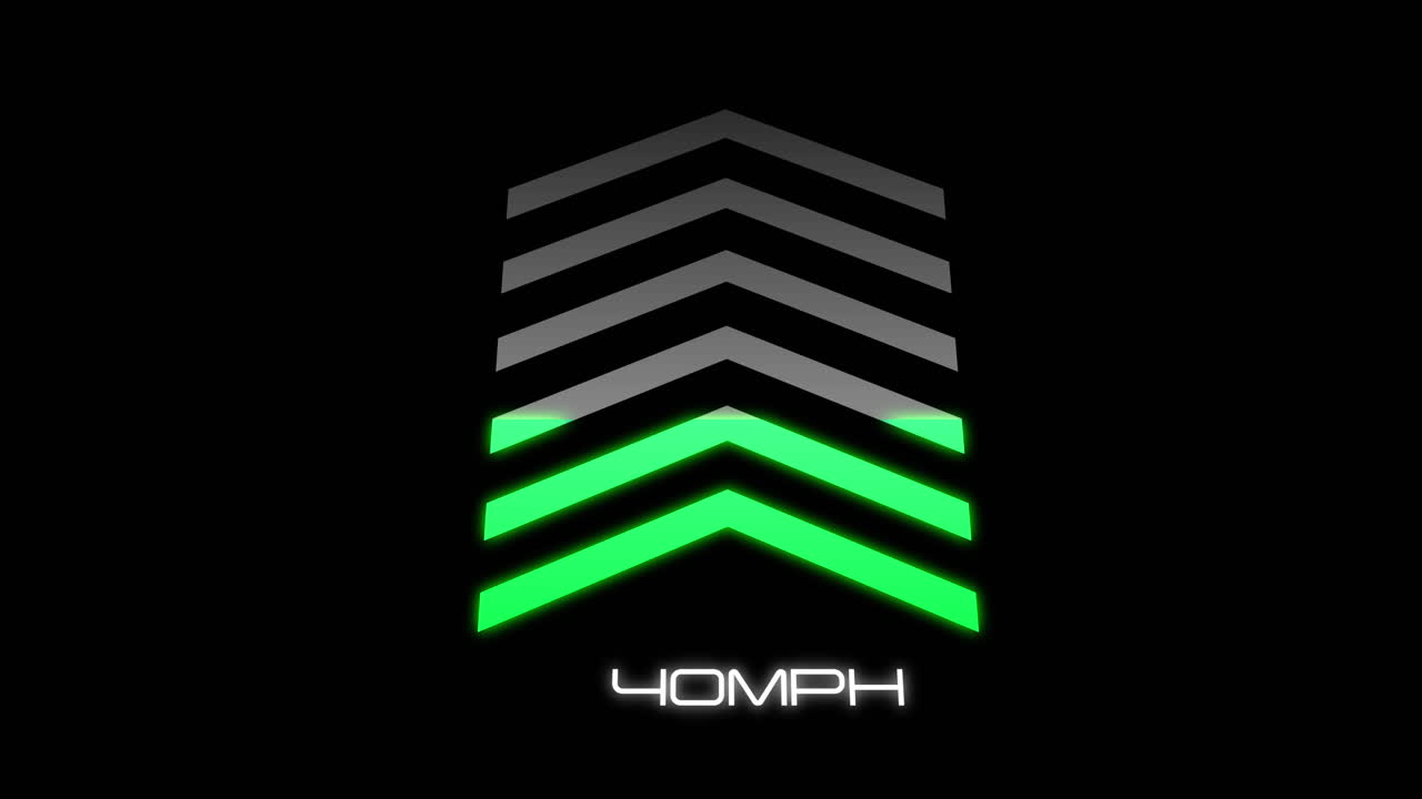 Animation of car speedometer on black background