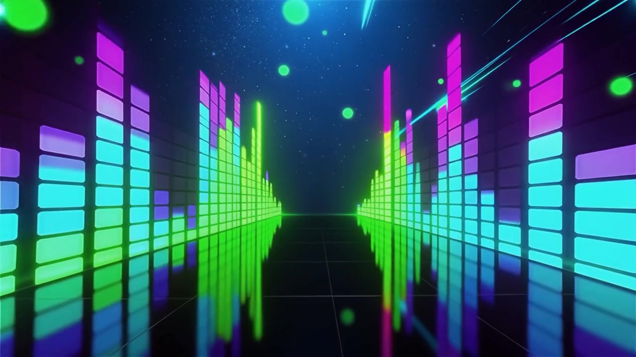 Futuristic Rainbow Neon Music Equalizer Visualizer Background