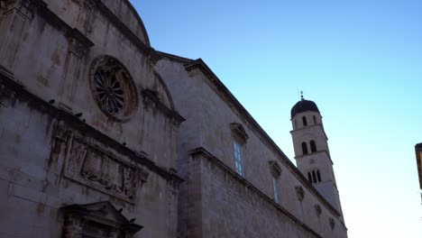 franciscan friary and church exterior facade on a sunny day, dubrovnik