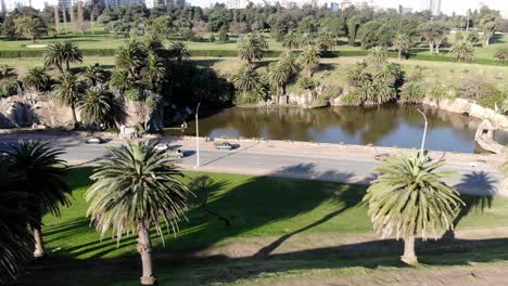 aerial drone footage lake parque rodo montevideo uruguay