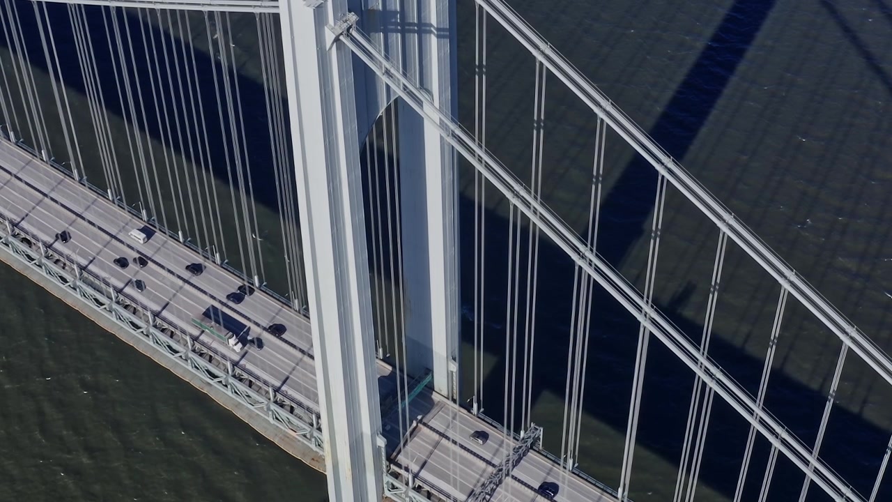 View of Verrazzano Bridge in NYC on a bright day