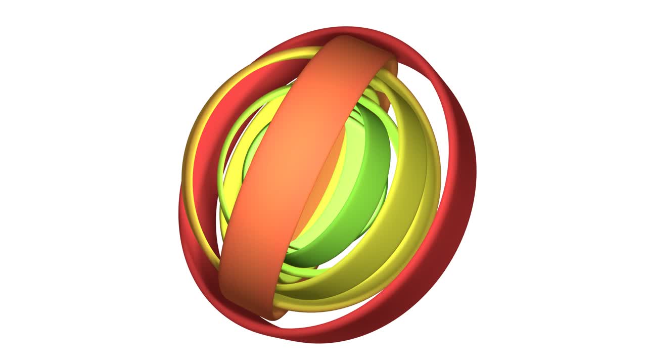 bucle, coloridos anillos 3d giran y forman hermosos patrones, objeto abstracto sobre fondo blanco, relajante, 4k