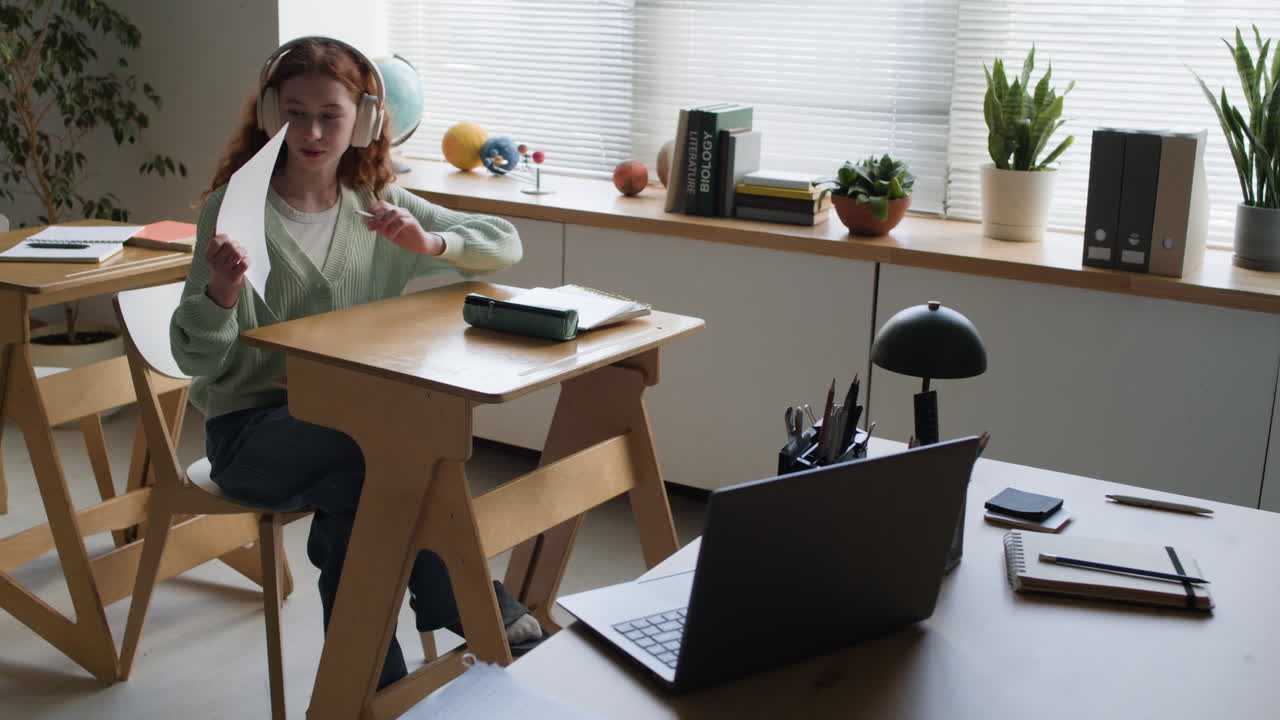 Girl Studying in a Classroom