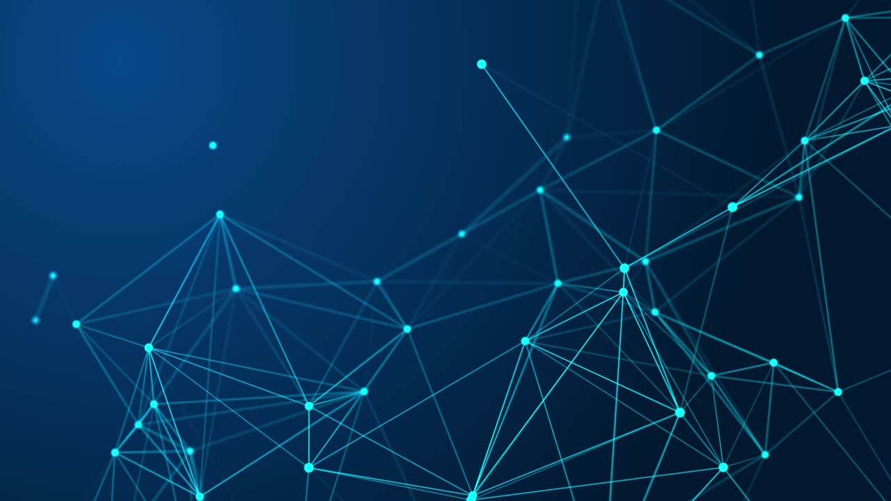 Abstract background with interweaving of lines and dots. Network connection structure. Data exchange. 3D Seamless loop.