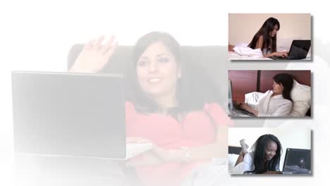 animación de stock que muestra a las mujeres usando una computadora portátil