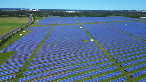 large solar farm in germany, providing clean and sustainable energy. great aerial view flight panorama overview drone