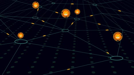 processo di mining di criptovaluta animato 4k shiba inu mostrato su uno sfondo scuro