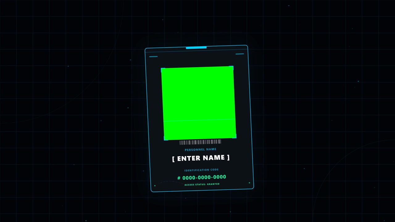 Digital Identification Card Interface with Green Screen Placeholder