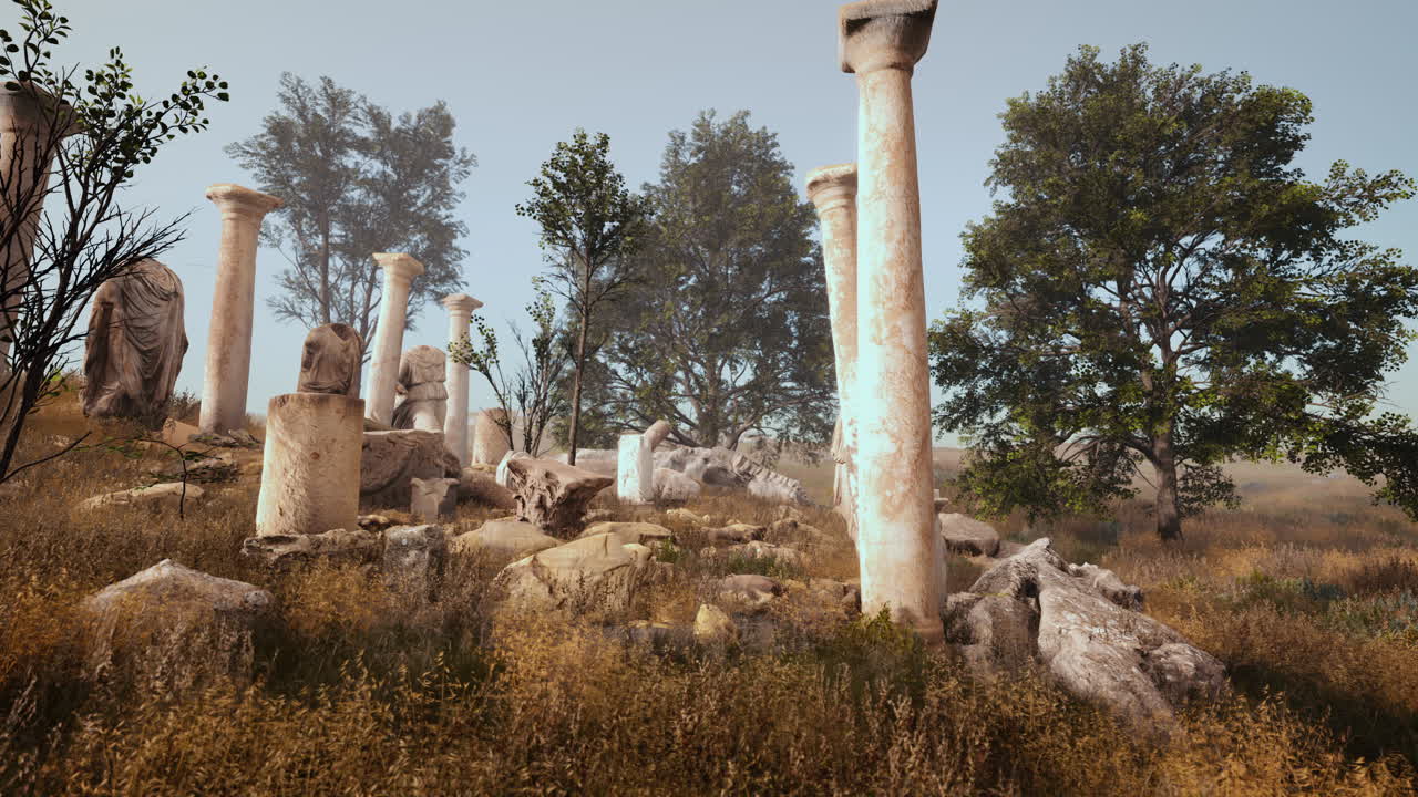 antiguas ruinas romanas con estatuas rotas