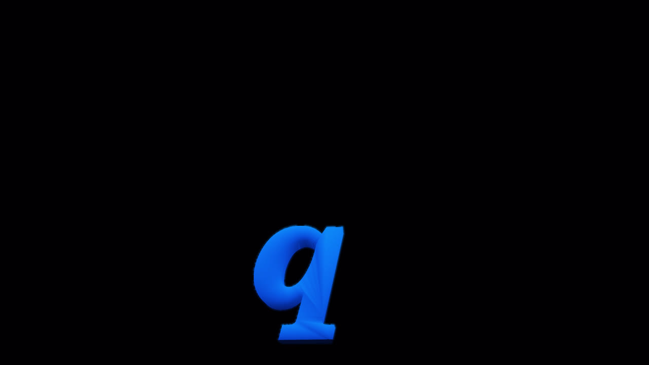 Blue Letter q Burning on Alpha Channel