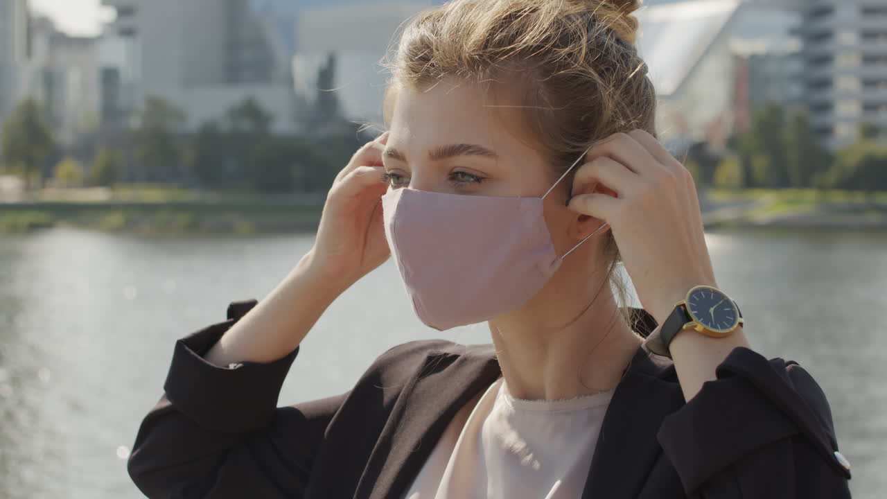 Woman Wearing Face Mask Outside