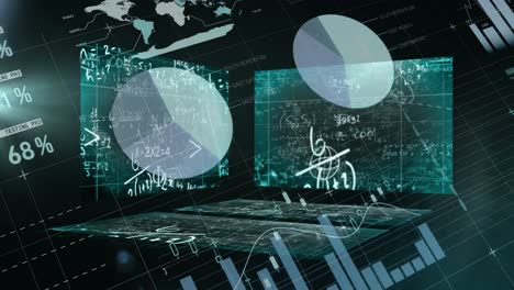 Procesamiento-De-Datos-Estadísticos-Contra-Pantallas-Con-Ecuaciones-Matemáticas-Sobre-Fondo-Negro