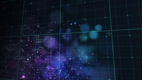 animation of data processing over grid and squares