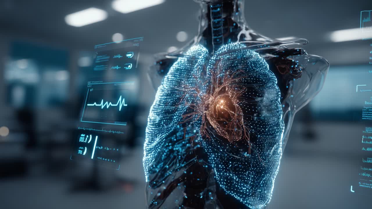 A Futuristic Visualization of Human Anatomy Transitioning from Lungs to Heart with Advanced Holographic Displays and Data Analytics in a Medical Environment