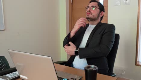 entrepreneur strategizing with laptop data