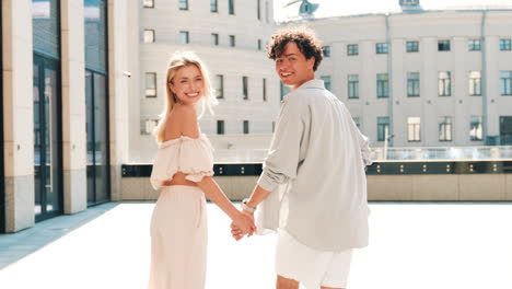 couple walking in city