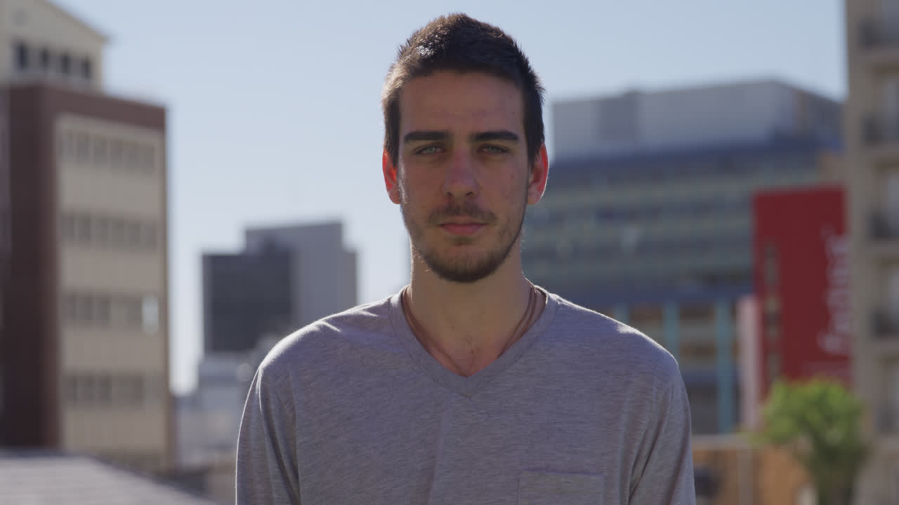 Parkour man looking at camera