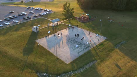 capturing a random basketball game from the air in slow motion