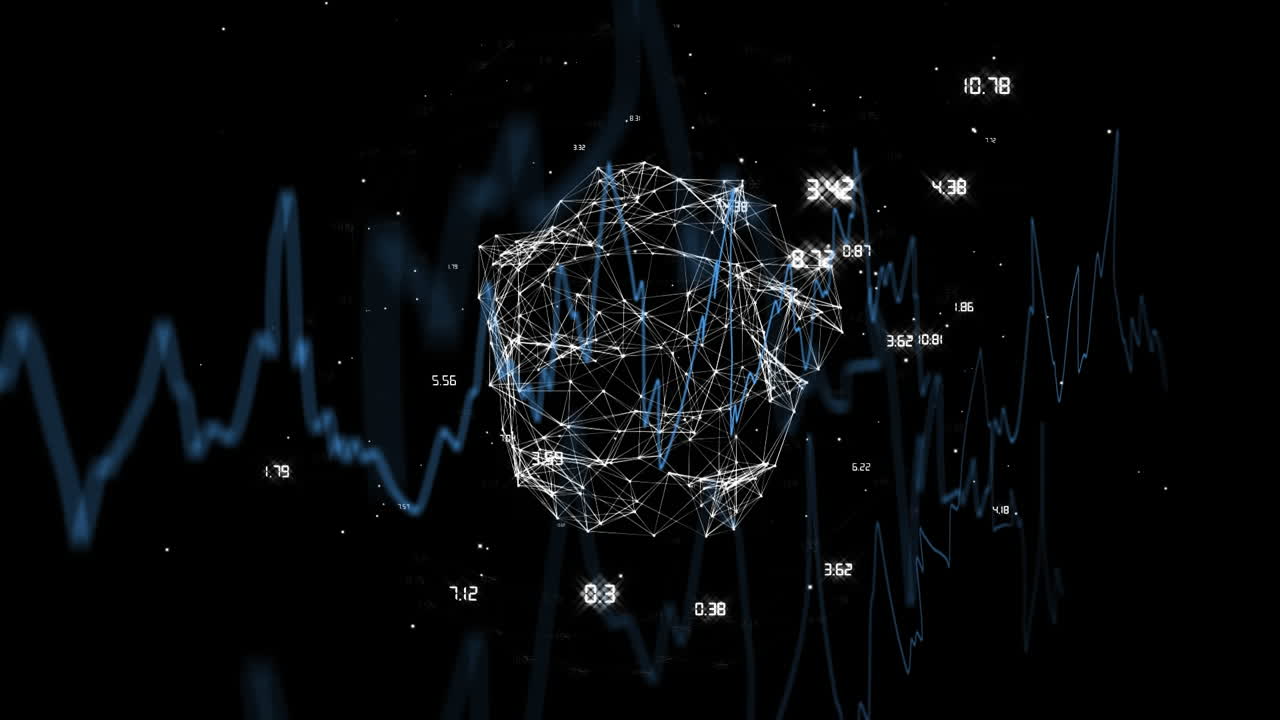 animación del procesamiento de datos financieros en todo el mundo con conexiones