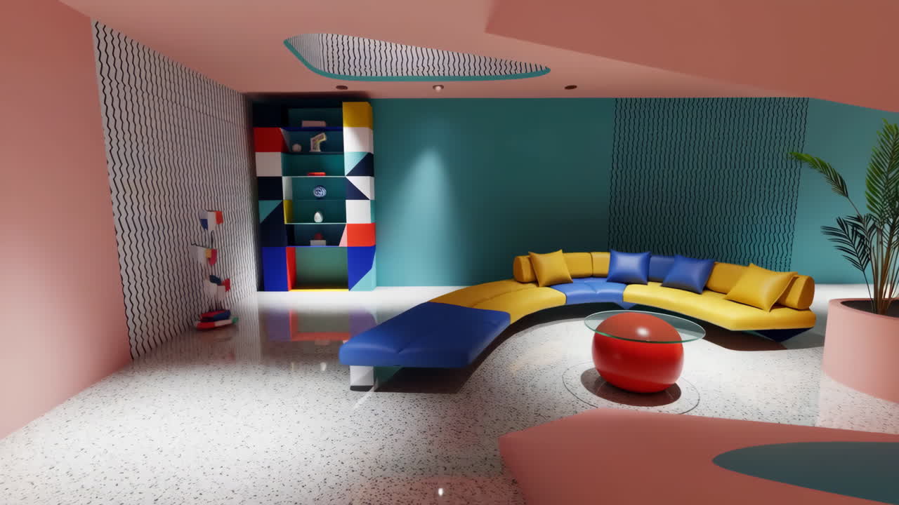 Vibrant Memphis Design Living Room Interior
