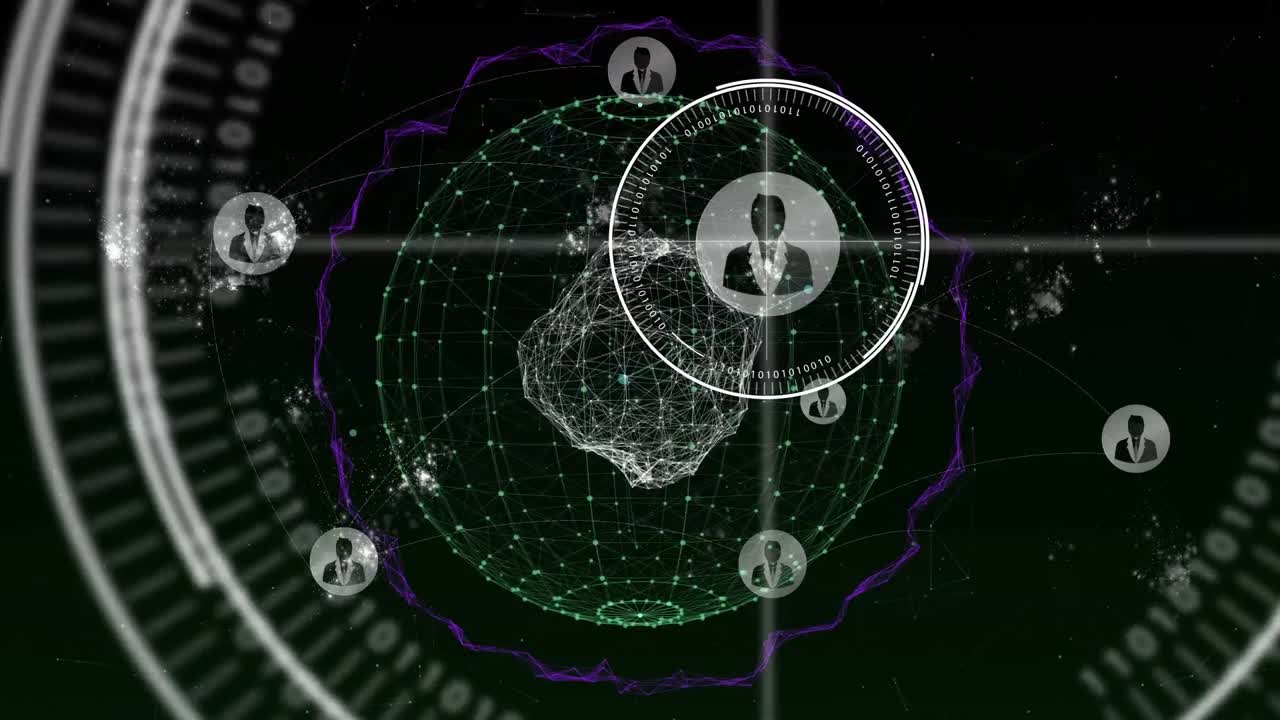 iconos de perfiles múltiples en todo el mundo hechos de red de conexiones