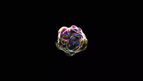 Realistic-animation-of-a-soap-water-bubble-with-black-background-with-rainbow-color-distortion