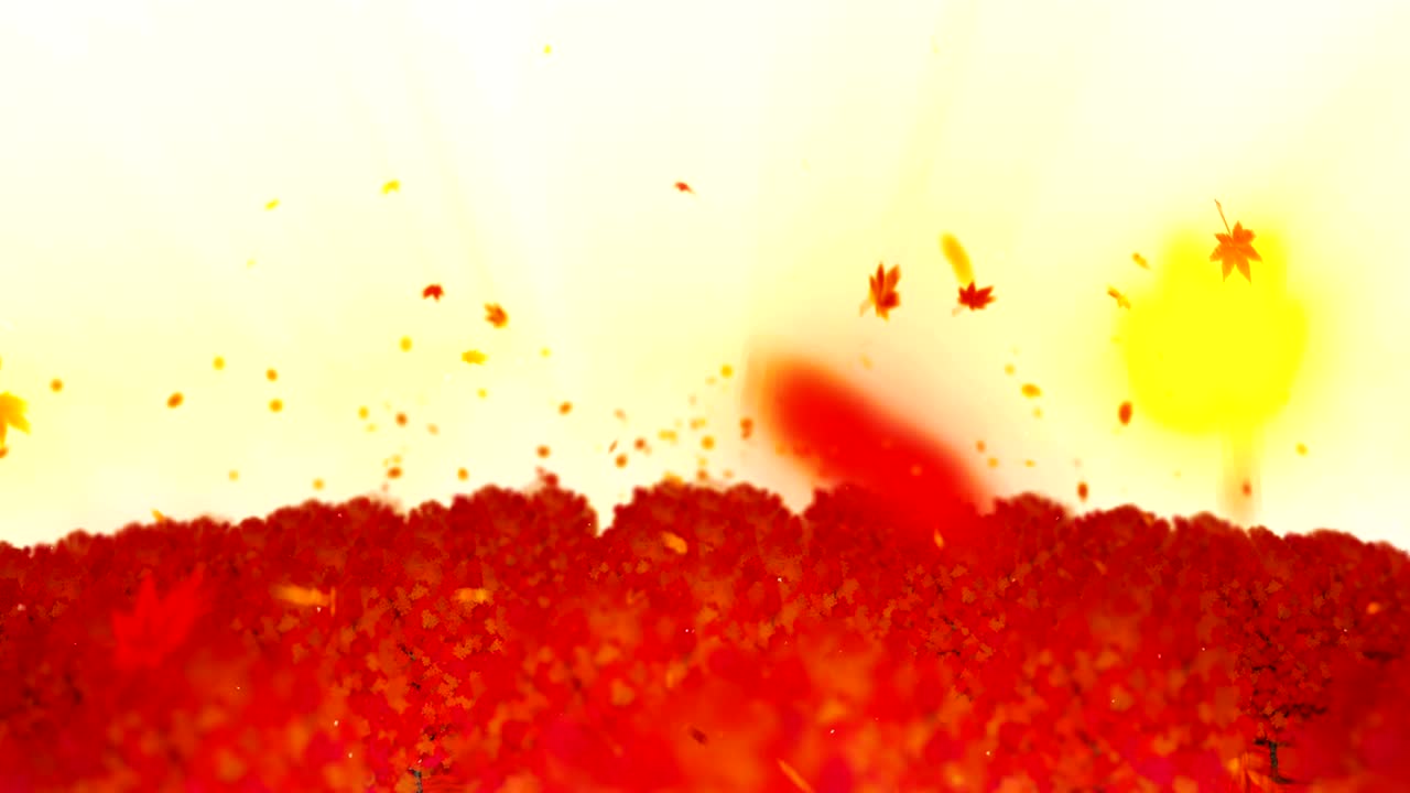 가을의 숲 풍경 일러스트레이션, 추상적인 자연 배경, 메이플 잎 루프 애니메이션