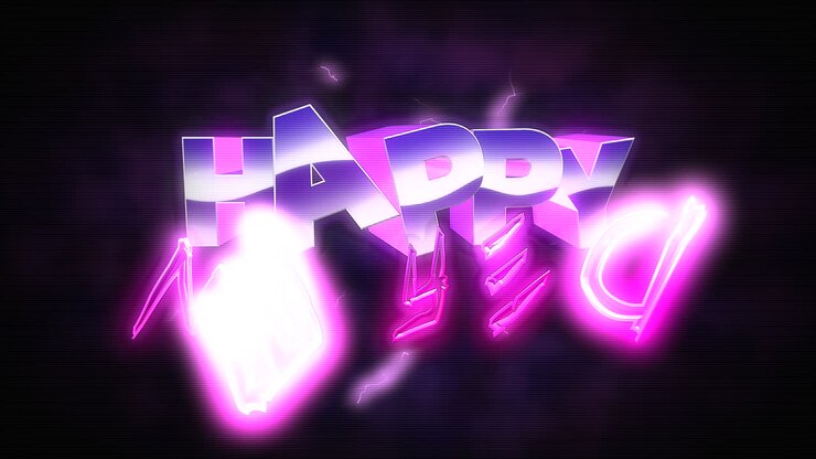 animations-intro-text frohes neues jahr und blitz-retro-feiertagshintergrund