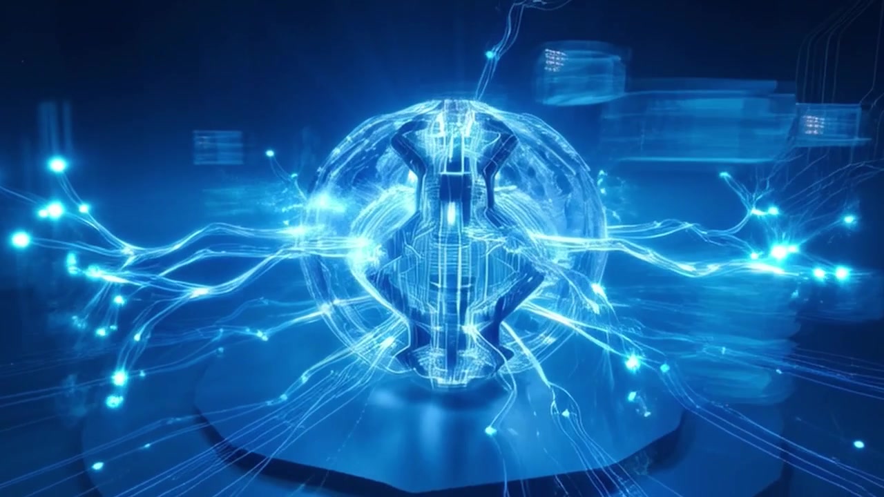 Futuristic Glowing Digital Sphere with Data Network Connections