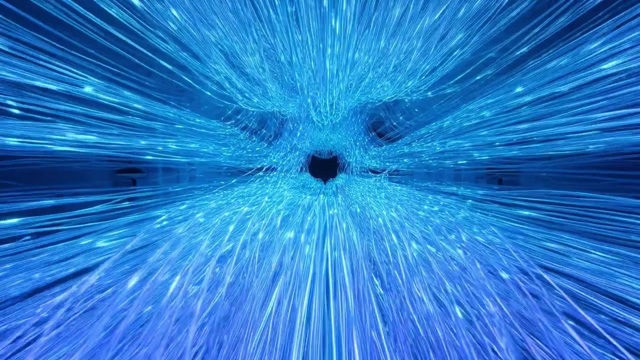 Abstract Blue Fiber Optic Light Tunnel Effect