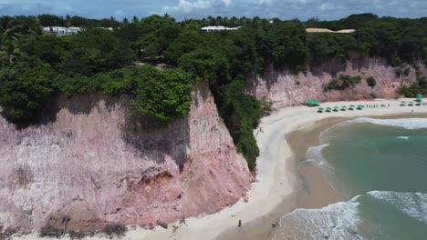 Colorful-Cliffside-Brazilian-Beach-in-the-North-East-Desert-during-High-Tide