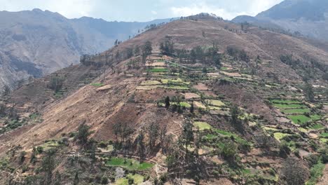 aerial shot of incredible landscapes of matucana in peru