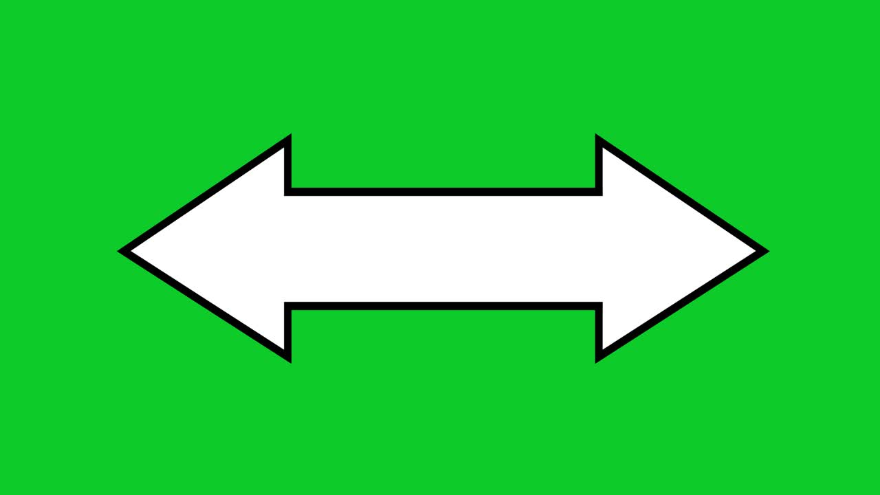 Loop animation of a white arrow with black outlines pointing in both directions (right and left)
