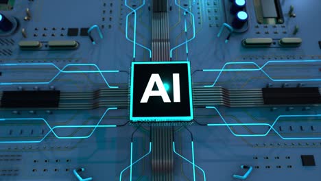 motherboard cpu processor microchip starting artificial intelligence digitalization of data information processing.