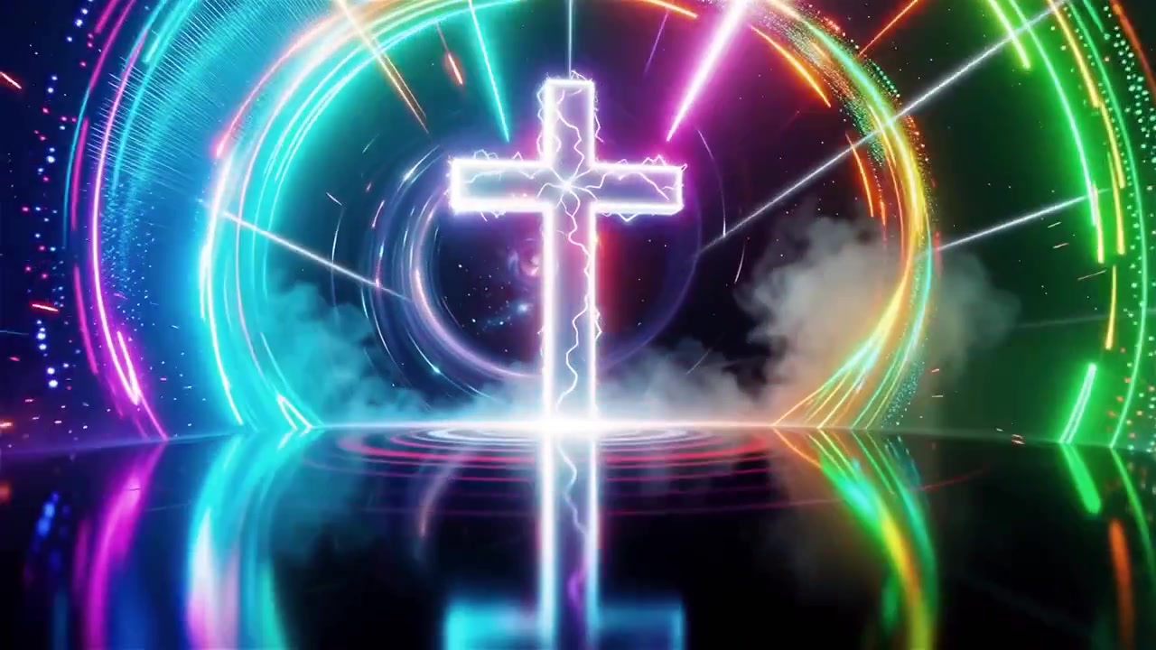 Cruz Cristiana con Luz Celestial, Fondo para Adoración.