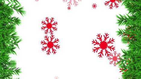 animación de la nieve cayendo sobre los árboles de navidad