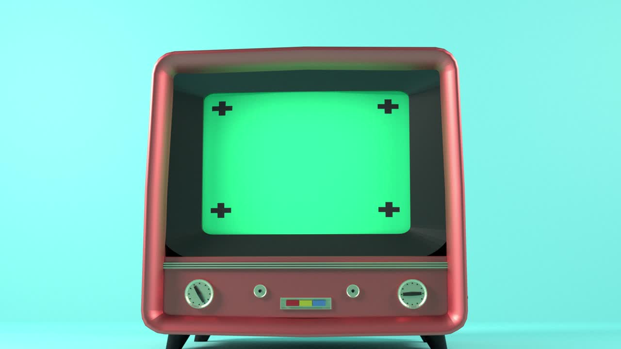 Vintage TV Television Green Screen. an old television vintage style