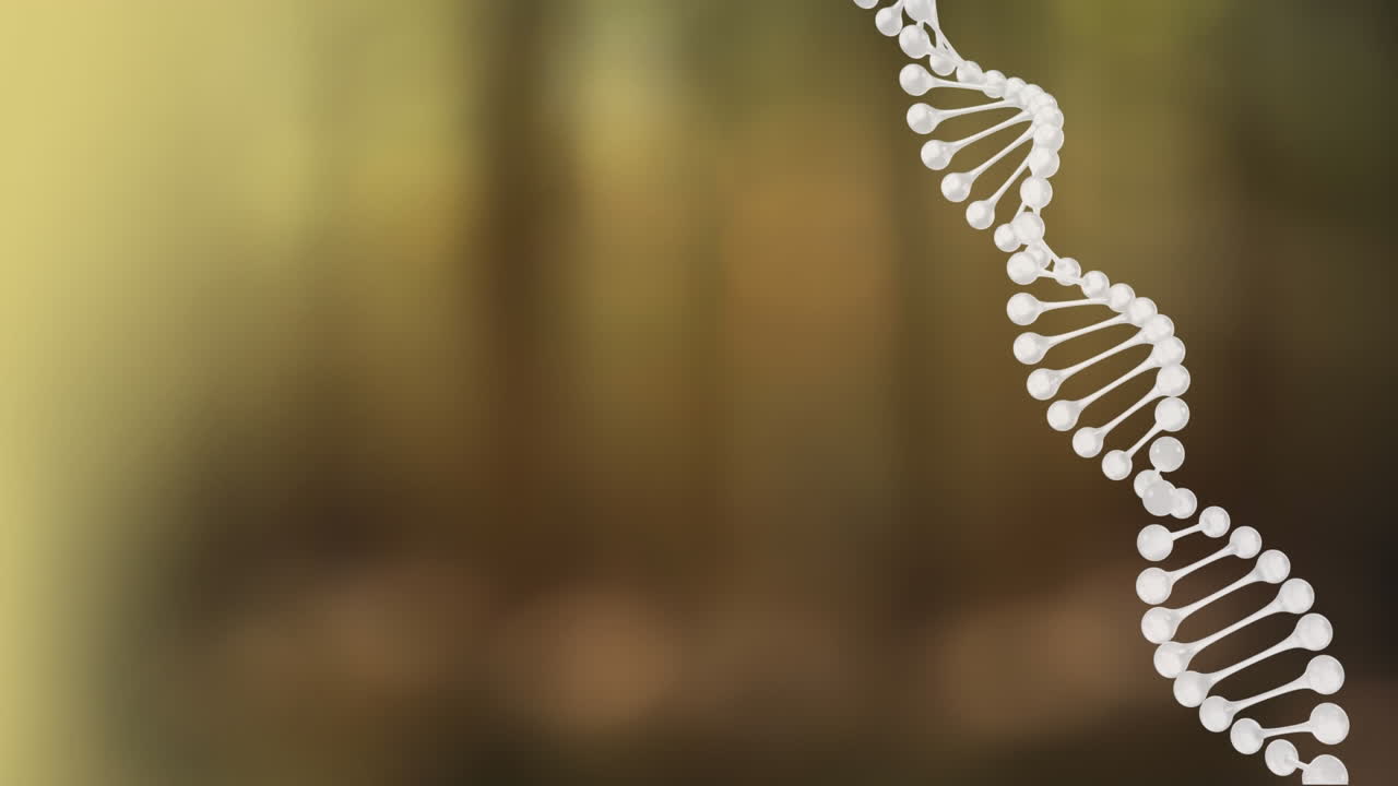 animación de la cadena de adn girando sobre un fondo borroso