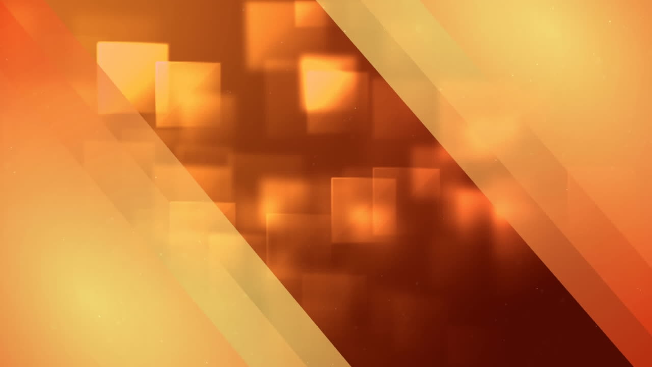 animación de líneas y cuadrados iluminados sobre fondo naranja
