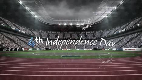 animation of independence day text over sports stadium