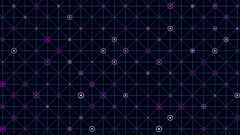 Rainbow dots pattern with neon grid