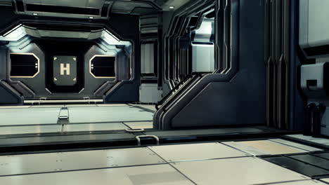 interior futurista de la base espacial