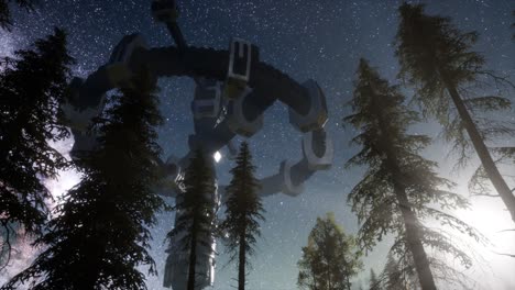 ufo hovering over forest