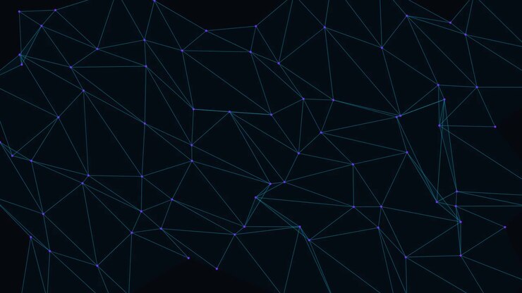 Abstract Digital Network Connection with Moving Nodes and Lines