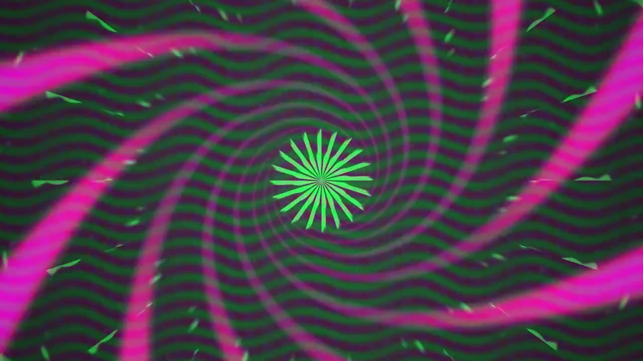 Abstract Psychedelic Spiral Animation with Pulsing Green and Pink Patterns