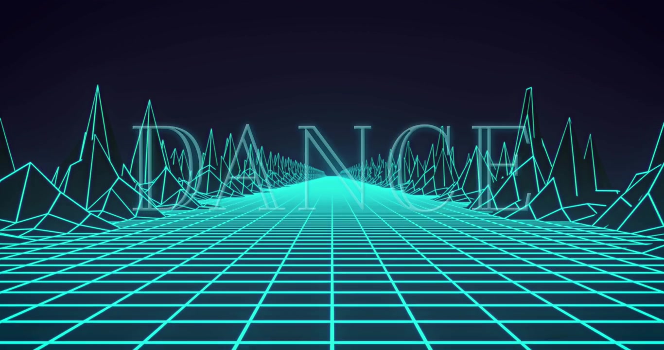 Animation of dance text over mountains