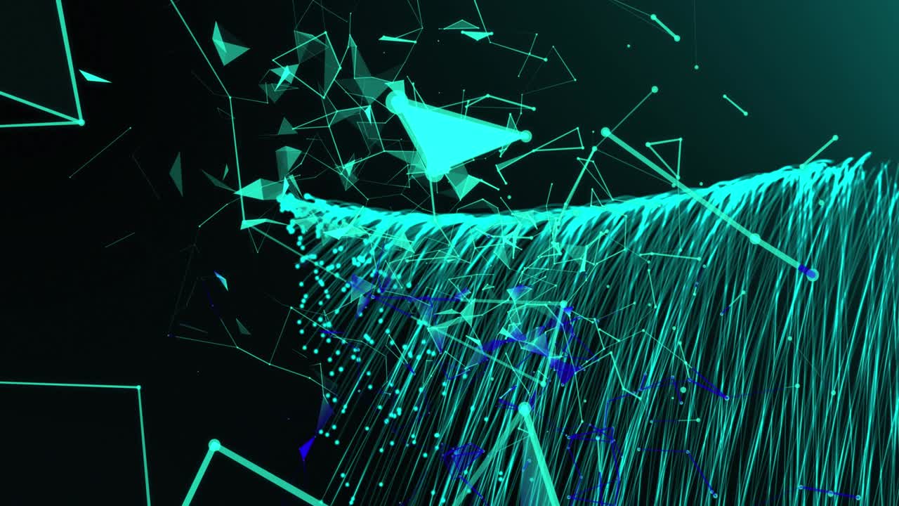 Animation of network of connections over explosion of green light trails