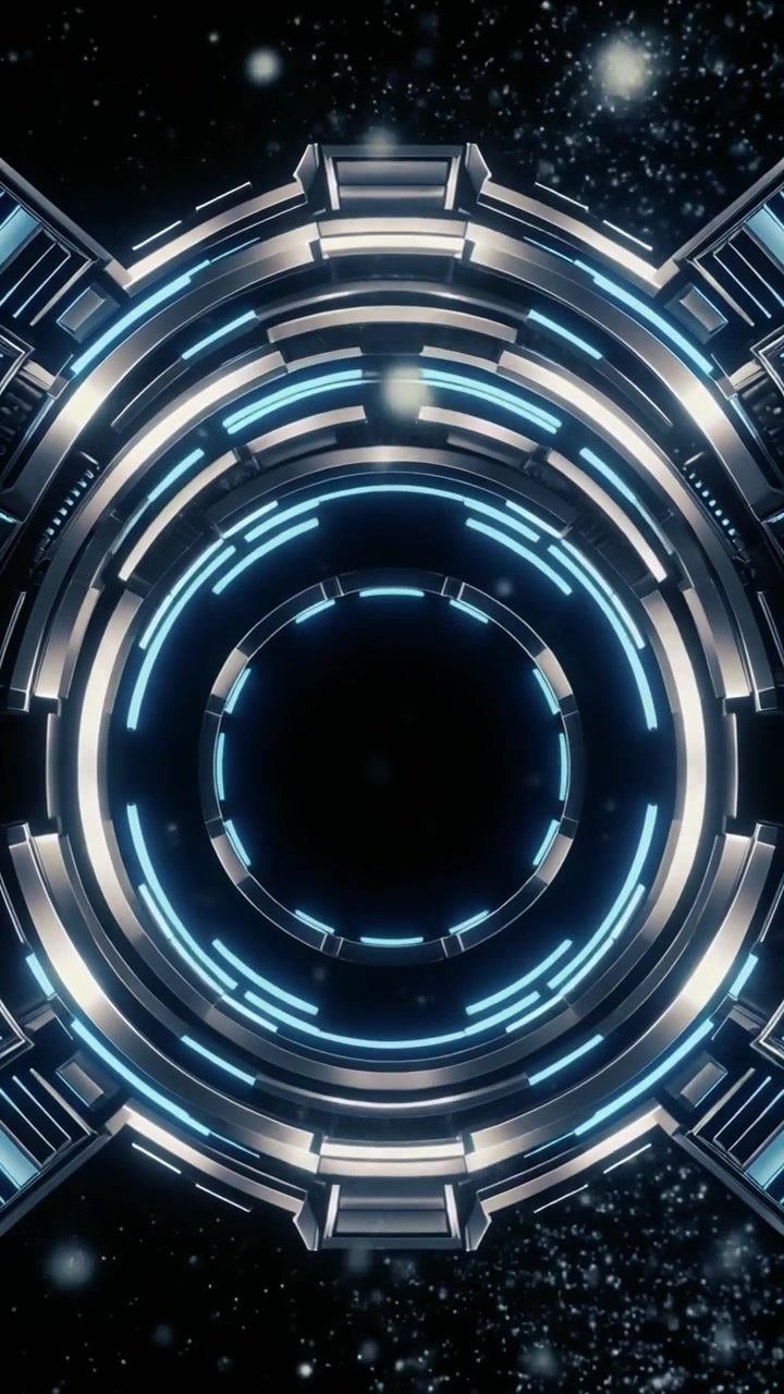 Interfaccia Meccanica Circolare Futuristica con Luci Blu Luminose